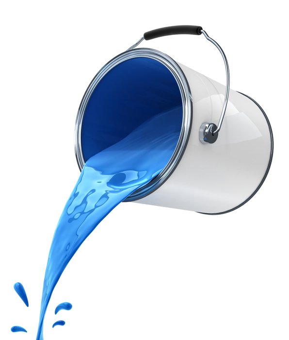 pouring blue paint