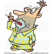 Cartoon Brushing His Teeth