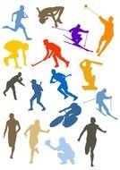 clip art with silhouettes of athletes