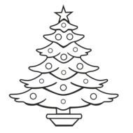 black and white drawing of a christmas tree