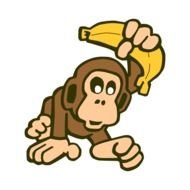 Cartoon Monkey Eating Banana N11