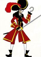 drawn pirate with a saber