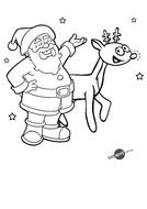 black and white picture santa claus with a deer