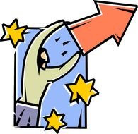 drawn man holding an arrow