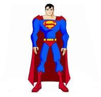 drawing of a superman in a suit and in a red coat
