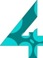 number 4 with a blue pattern