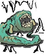green blue monster drawing