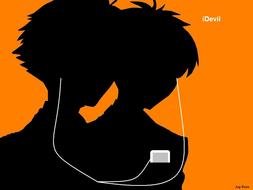 silhouette of a couple with earphones