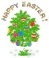 Happy Easter, colorful greeting card, drawing