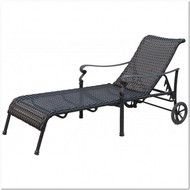 Chaise Long Chair Using Black Stained Rattan Seat For Outdoor Patio