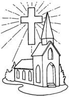 coloring page with a church