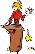 female Speaker on tribune, drawing