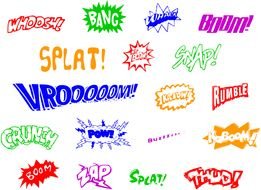 variety of colorful words as graphic elements for clipart