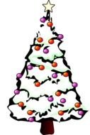 White Christmas Tree with red ball drawing
