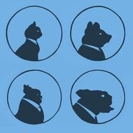 drawn domestic animals profiles