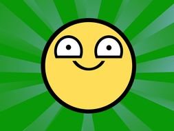 yellow smiley on a green background