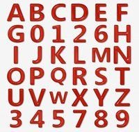 red english alphabet and numbers