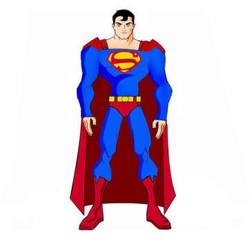 drawing of a superman in a suit and in a red coat
