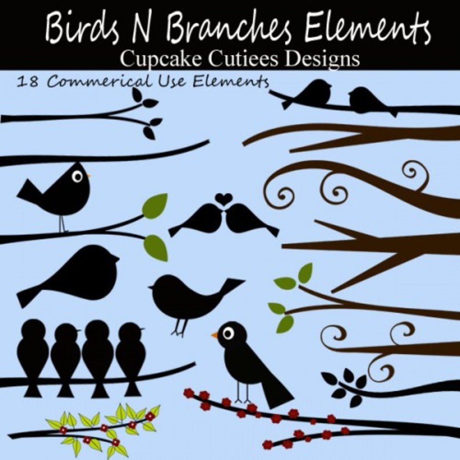 Bird On Branch Clip Art N20