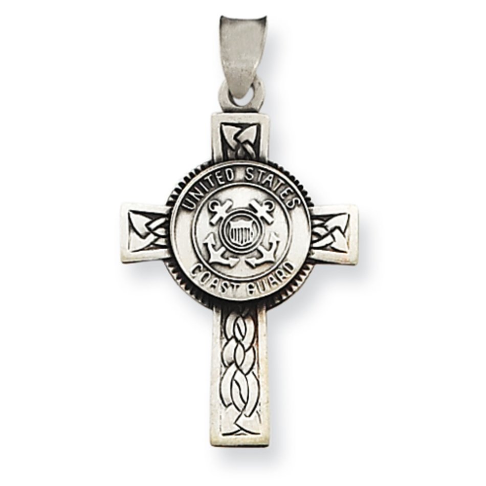 Sterling Silver US Coast Guard Cross Pendant 276172 IceCarats