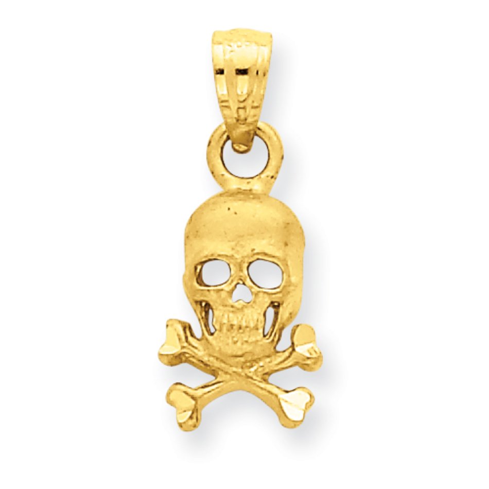 14K Skull And Cross Bones Pendant 260079 IceCarats