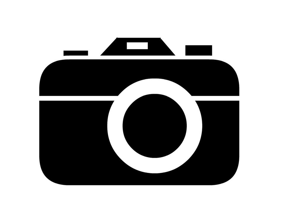 Black and white drawing of the camera clipart