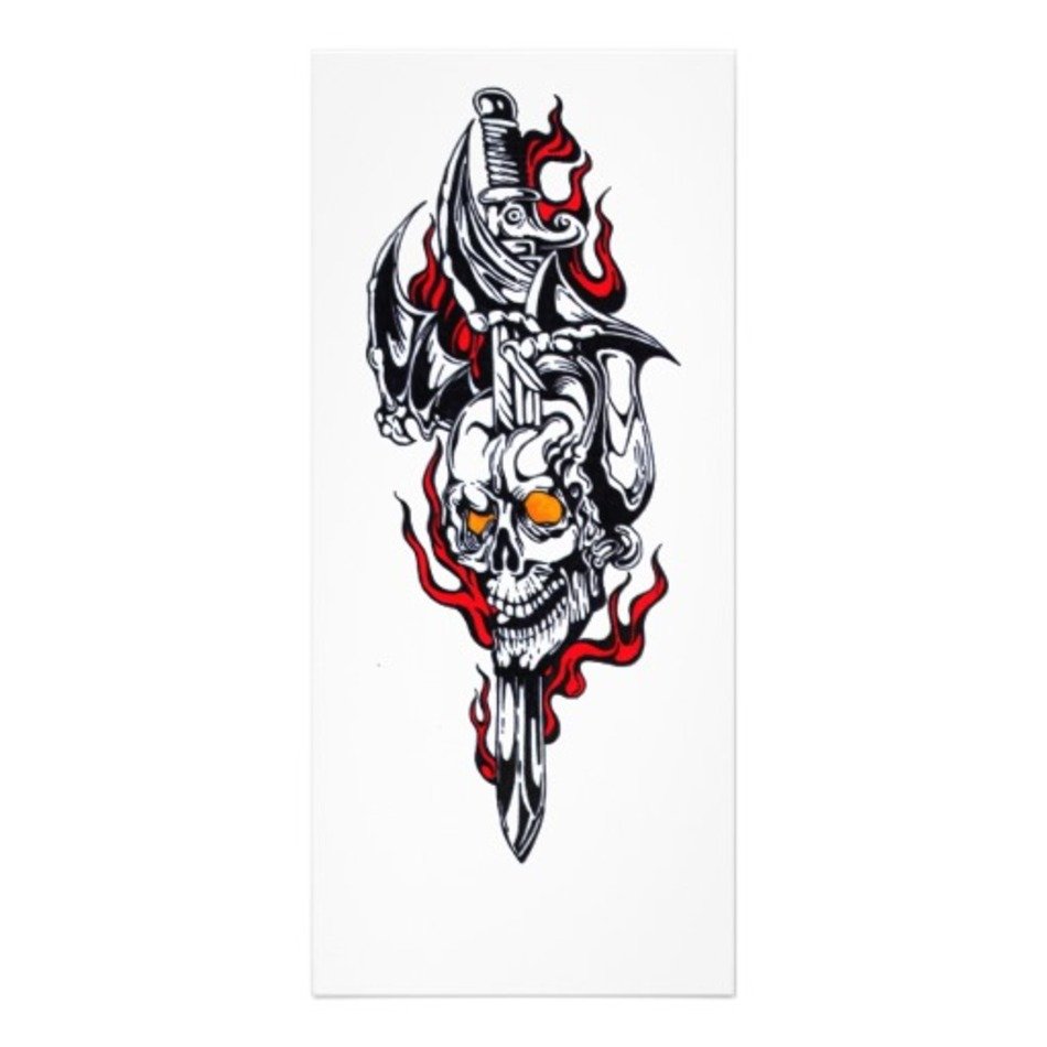 Skull With Tribal Tattoos