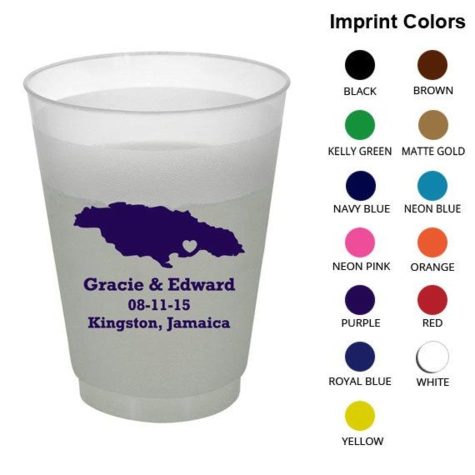 16 Oz Personalized Frosted Cups Clipart 1346 Jamaica Wedding Frost
