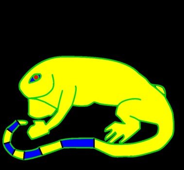 cartoon Iguana at black background