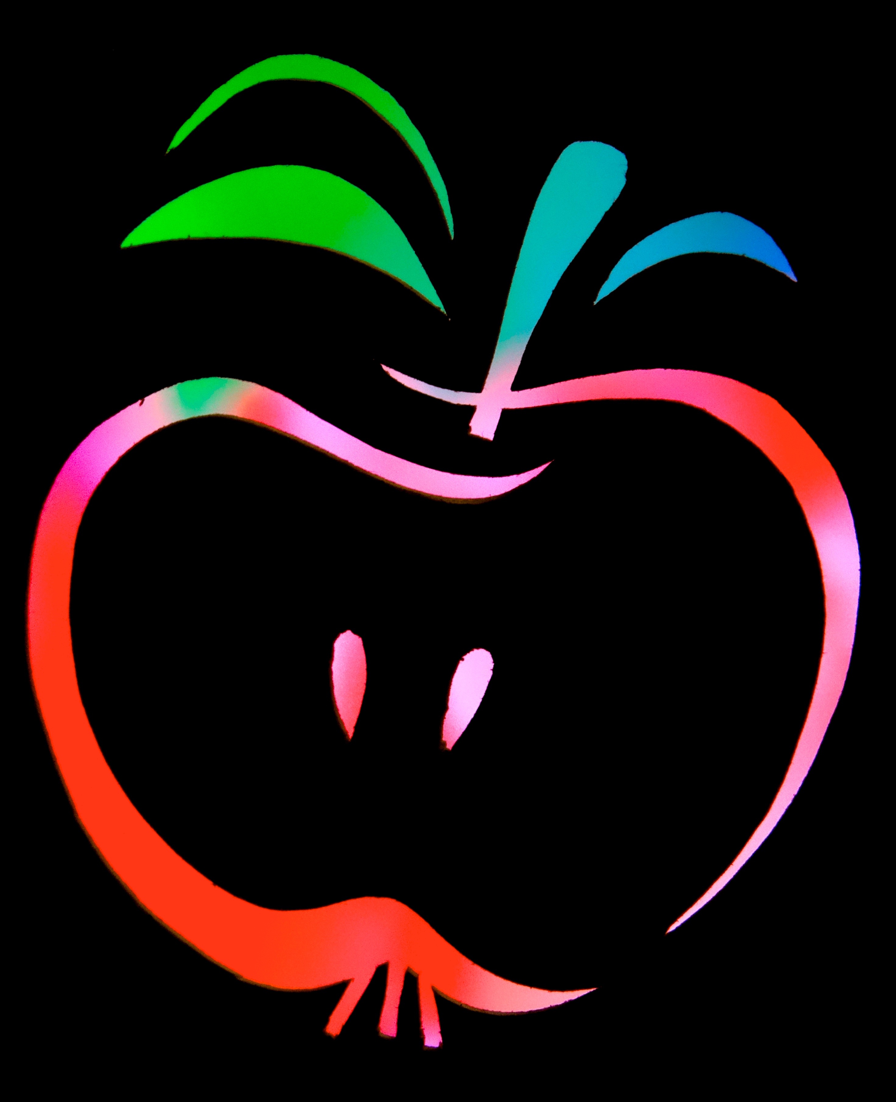 Colorful outline of apple at black backgroind free image download