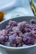 purple mashed potatoes in bowl