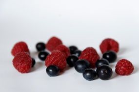 raspberries and blueberries