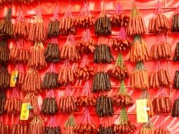 A lot of types of chinese sausages