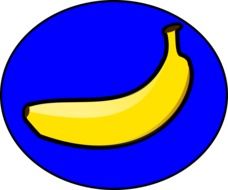 painted banana on blue background