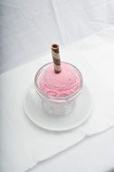 pink ice cream with a tube