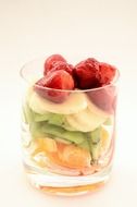 sliced fruit in a glass