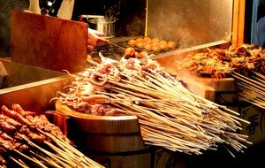 Chinese delicacies on sticks