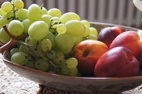 grapes and nectarines in a deep dish