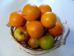 apples and oranges in a basket