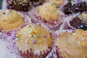 cupcakes with colored sprinkles