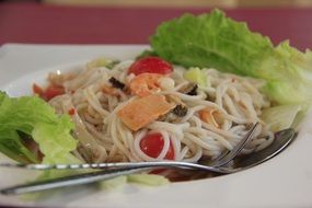 seafood with noodles, thai cuisine
