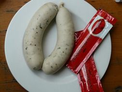 Bavarian sausages with ketchup