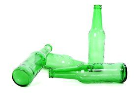 green glass beer bottles clean