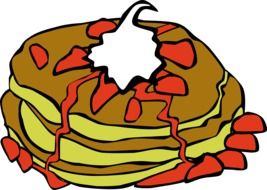 pancakes with strawberries and cream vector drawing