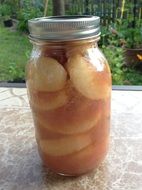 canned apples in preserving jar