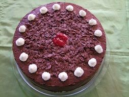 chocolate cake with cream decoration