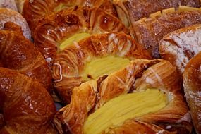 just baked tasty sweet danish pastries