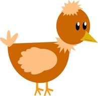 brown funny chicken vector drawing