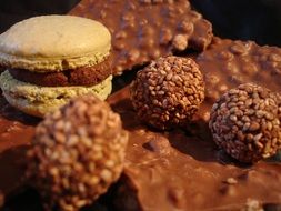 chocolates and macaron, dessert