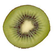 sliced green kiwi on a white background